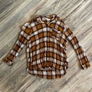 Jane and Delancey burnt orange plaid button down